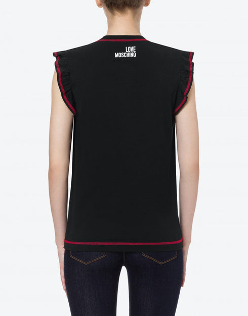 T-shirt Donna con rouche e scritta love Nero LOVE MOSCHINO- Francavilla Moda